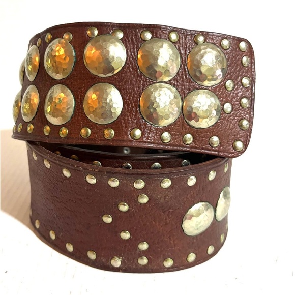Motif Vintage Brown Studded Leather Belt main image 5